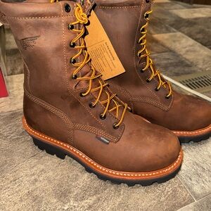 Red Wing Shoes Brown Leather Lace-Up Boots